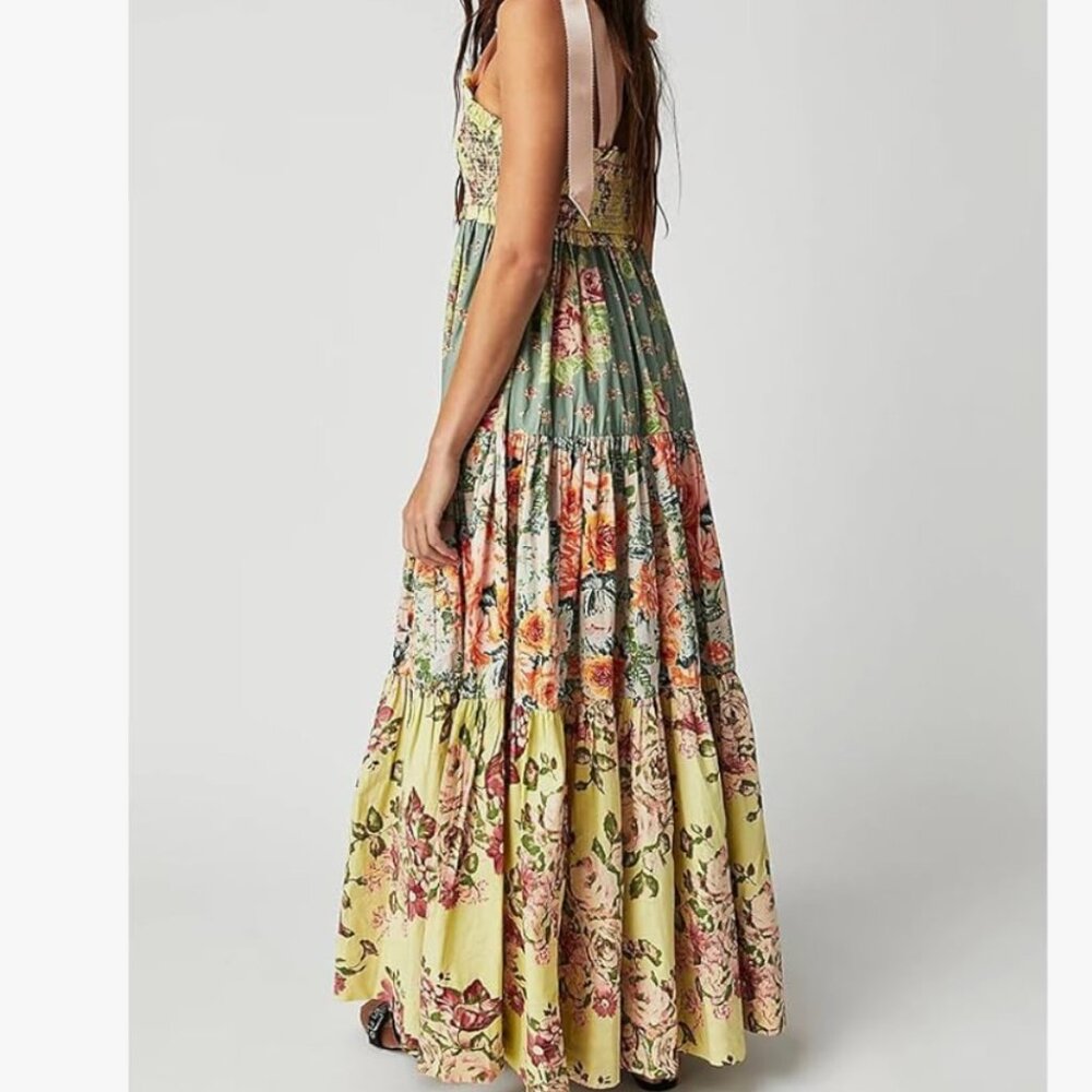 Free People Floral Maxi Dress in Green and Yellow - Picture 2 of 6